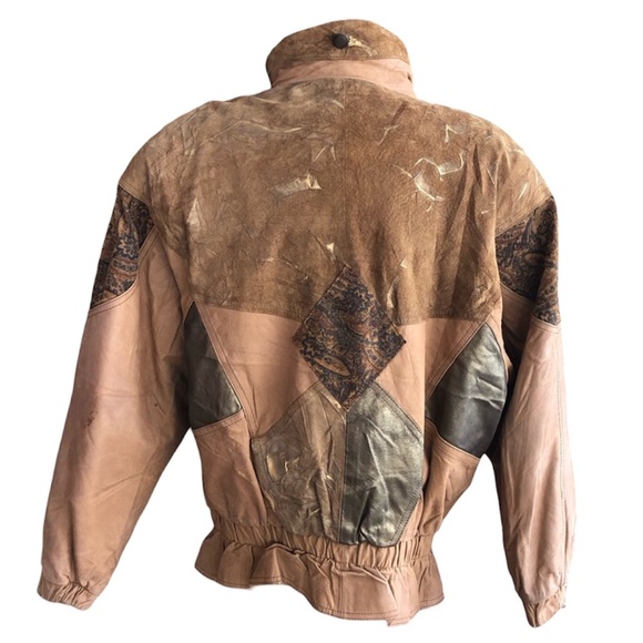 Ada | Stunning Vintage Oversized Patchwork Paint Splatter Leather Jacket Retro - Picture 3 of 16